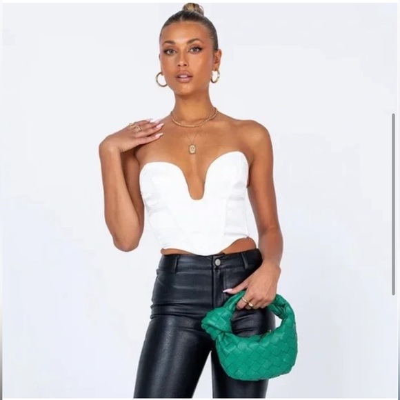 NWT Princess Polly Irvine Strapless White Satin Corset Bustier Top - Picture 3 of 4